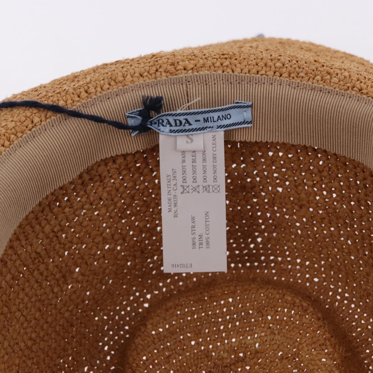 PRADA Hat Straw Brown Auth BA14694M