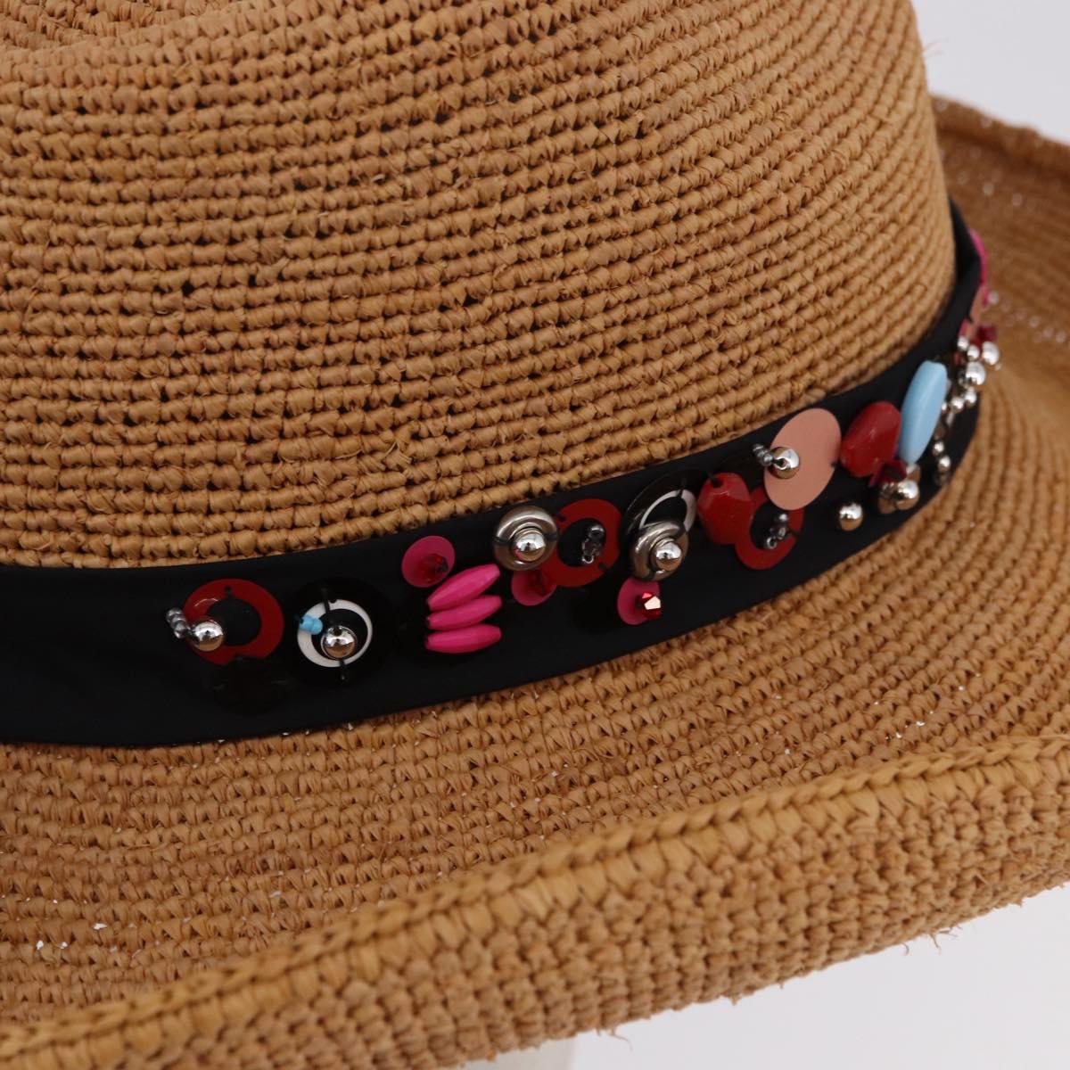 PRADA Hat Straw Brown Auth BA14694M