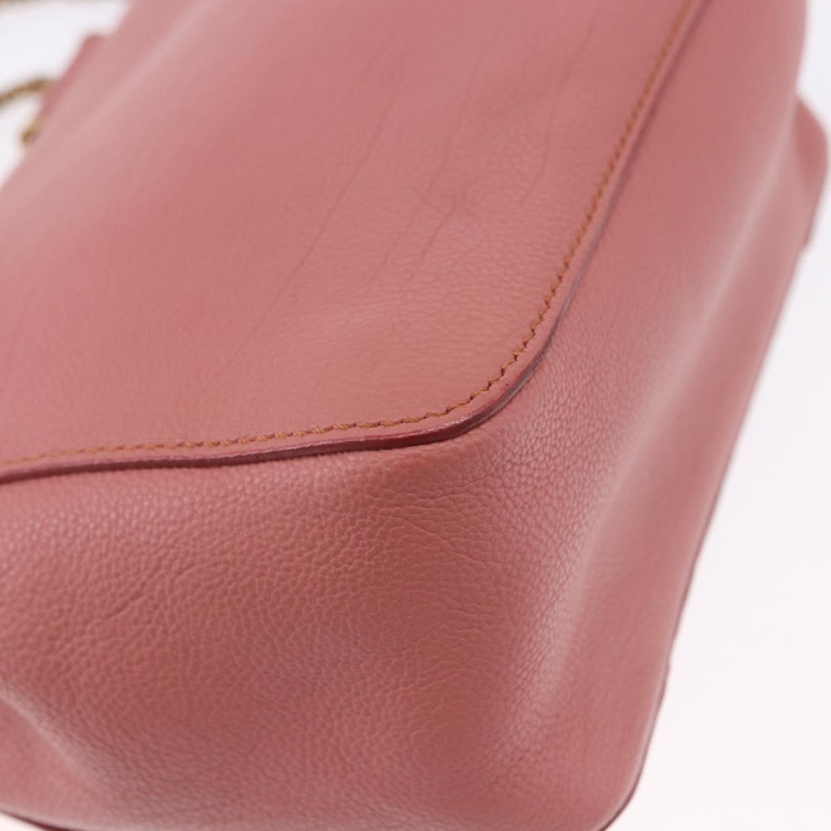 Chloe Elsie Chain Shoulder Bag Leather Pink Gold Tone Auth BA14696A