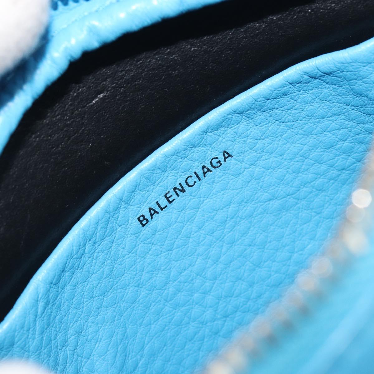 BALENCIAGA Every Day Shoulder Bag Leather Light Blue Silver 489809 Auth BA14697A