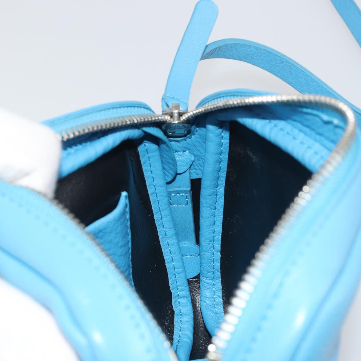 BALENCIAGA Every Day Shoulder Bag Leather Light Blue Silver 489809 Auth BA14697A