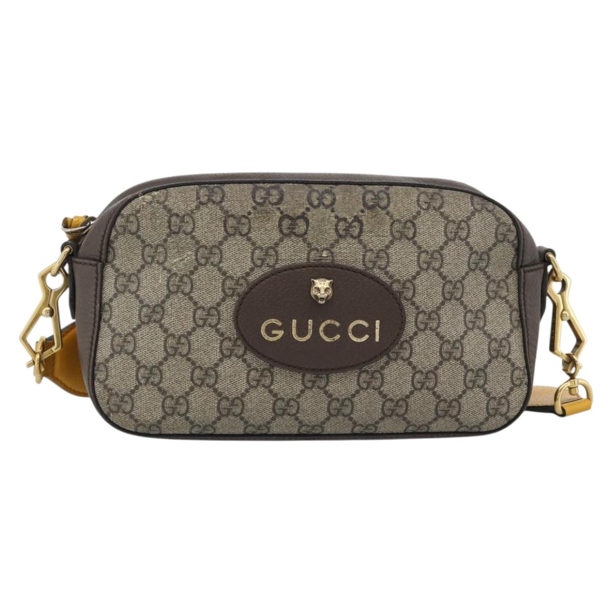 GUCCI GG Supreme Web Sherry Line Neo Vintage PVC Beige Gold 476466 Auth BA14698