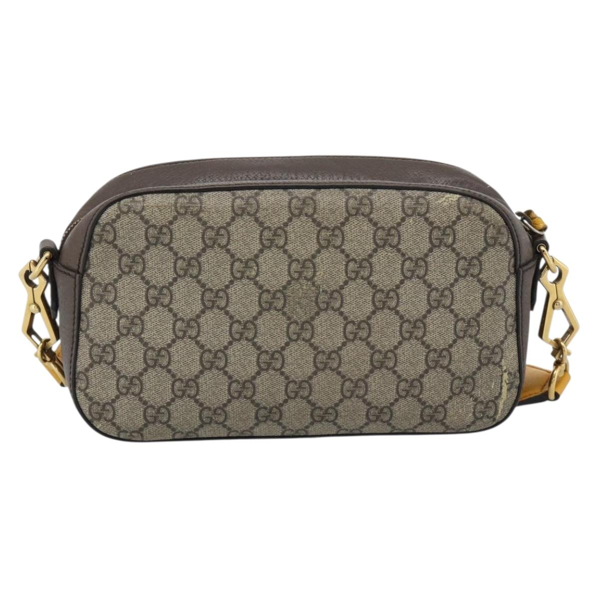 GUCCI GG Supreme Web Sherry Line Neo Vintage PVC Beige Gold 476466 Auth BA14698