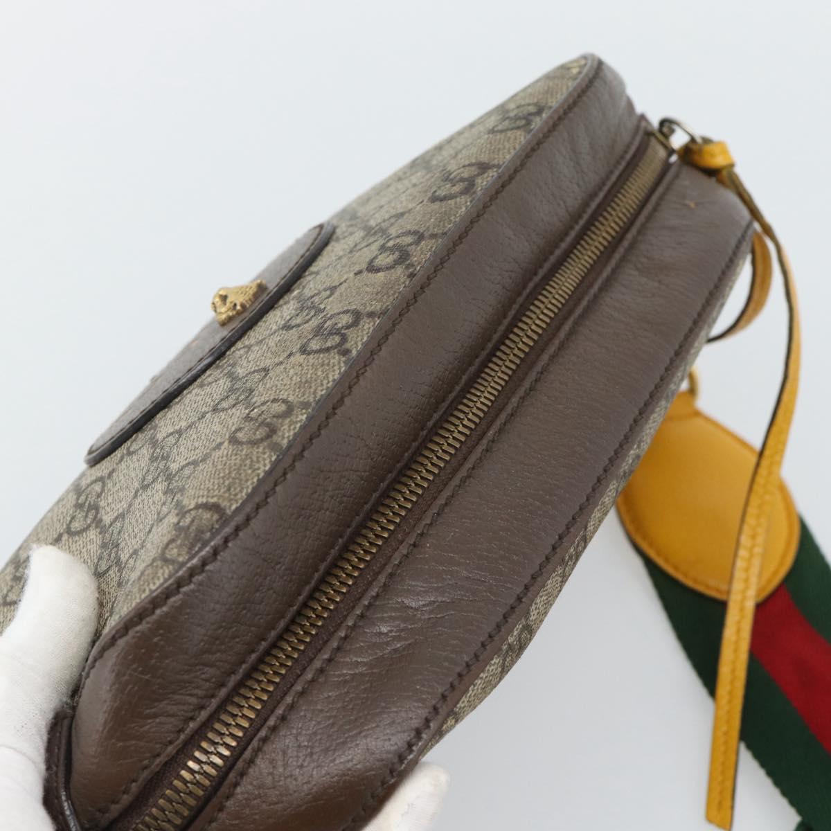 GUCCI GG Supreme Web Sherry Line Neo Vintage PVC Beige Gold 476466 Auth BA14698