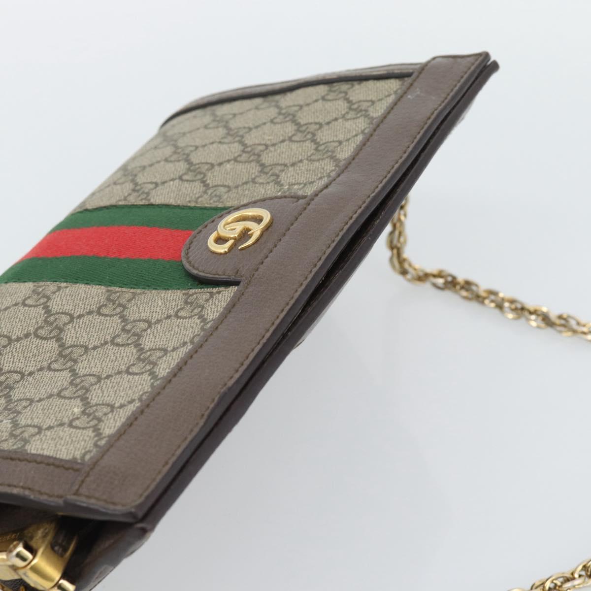 GUCCI GG Supreme Web Sherry Ophidia Chain Shoulder Bag PVC 503877 Auth BA14699
