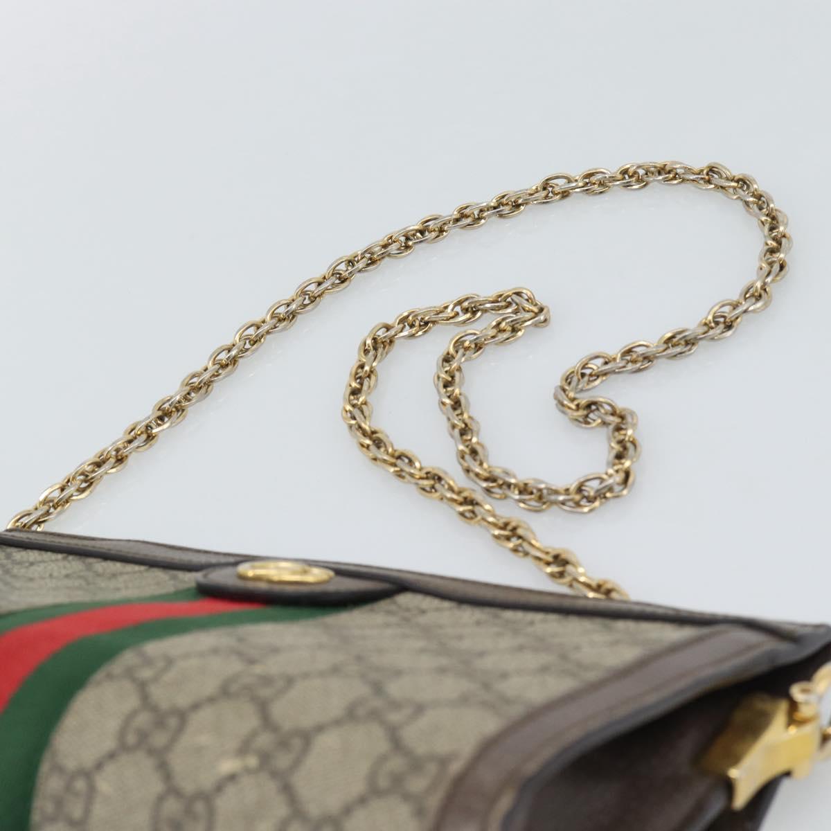 GUCCI GG Supreme Web Sherry Ophidia Chain Shoulder Bag PVC 503877 Auth BA14699
