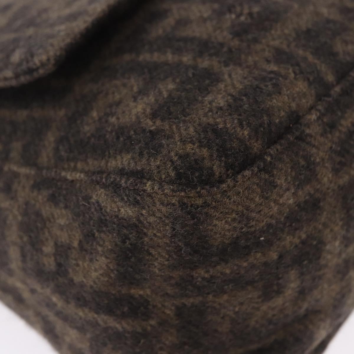 FENDI Zucca Mamma Baguette Shoulder Bag Wool Brown Silver Auth BA14700SAV