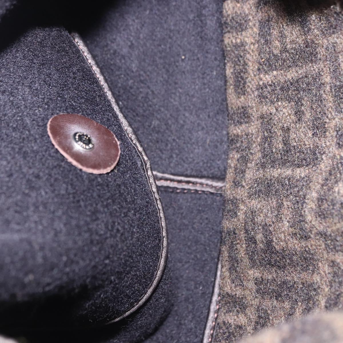 FENDI Zucca Mamma Baguette Shoulder Bag Wool Brown Silver Auth BA14700SAV