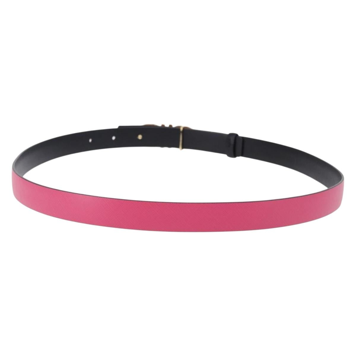 Salvatore Ferragamo Gancini Belt Leather Pink Gold Tone Auth BA14707A