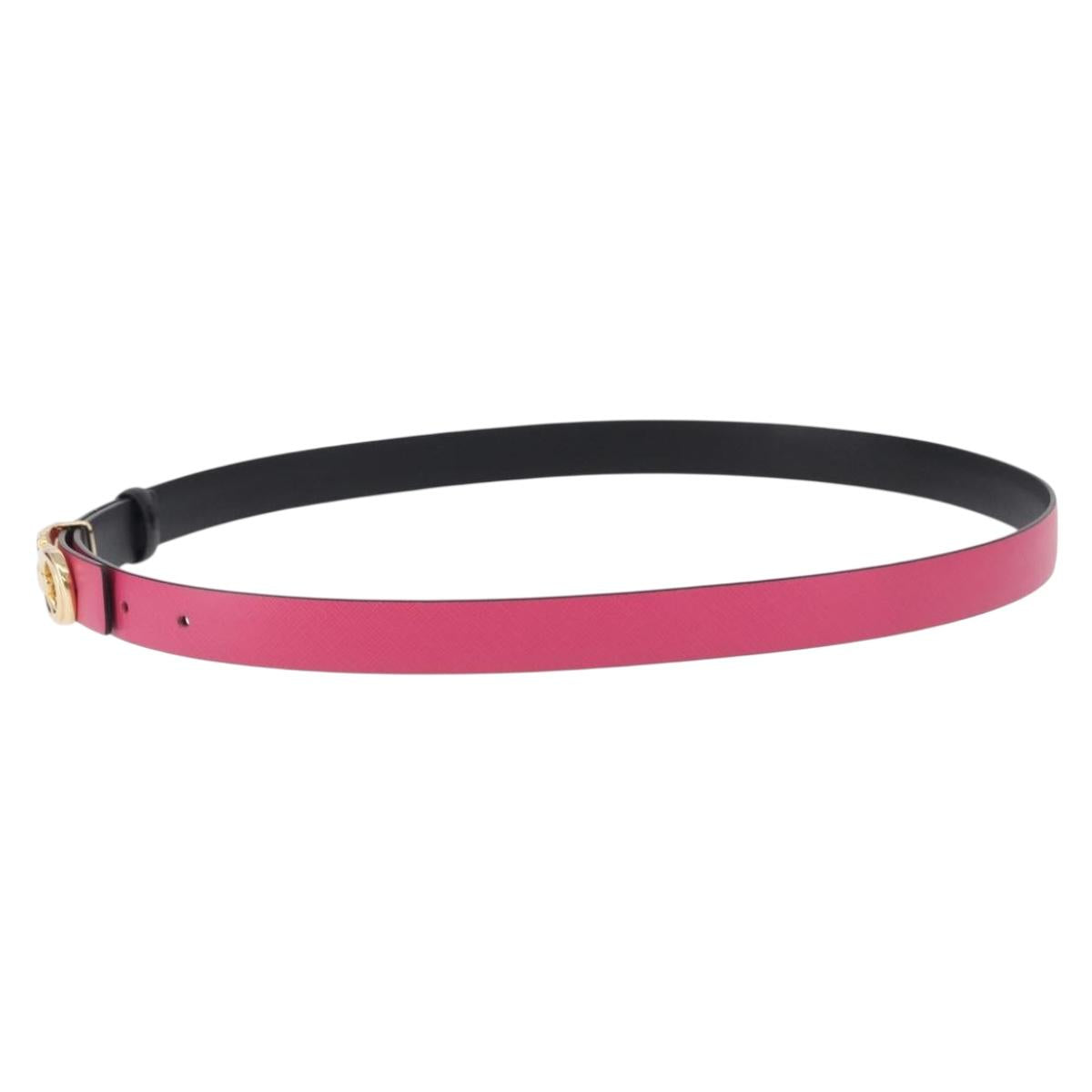 Salvatore Ferragamo Gancini Belt Leather Pink Gold Tone Auth BA14707A