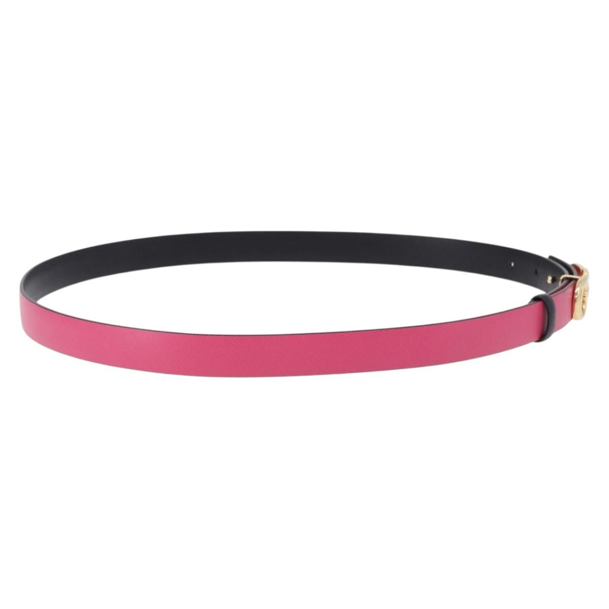 Salvatore Ferragamo Gancini Belt Leather Pink Gold Tone Auth BA14707A