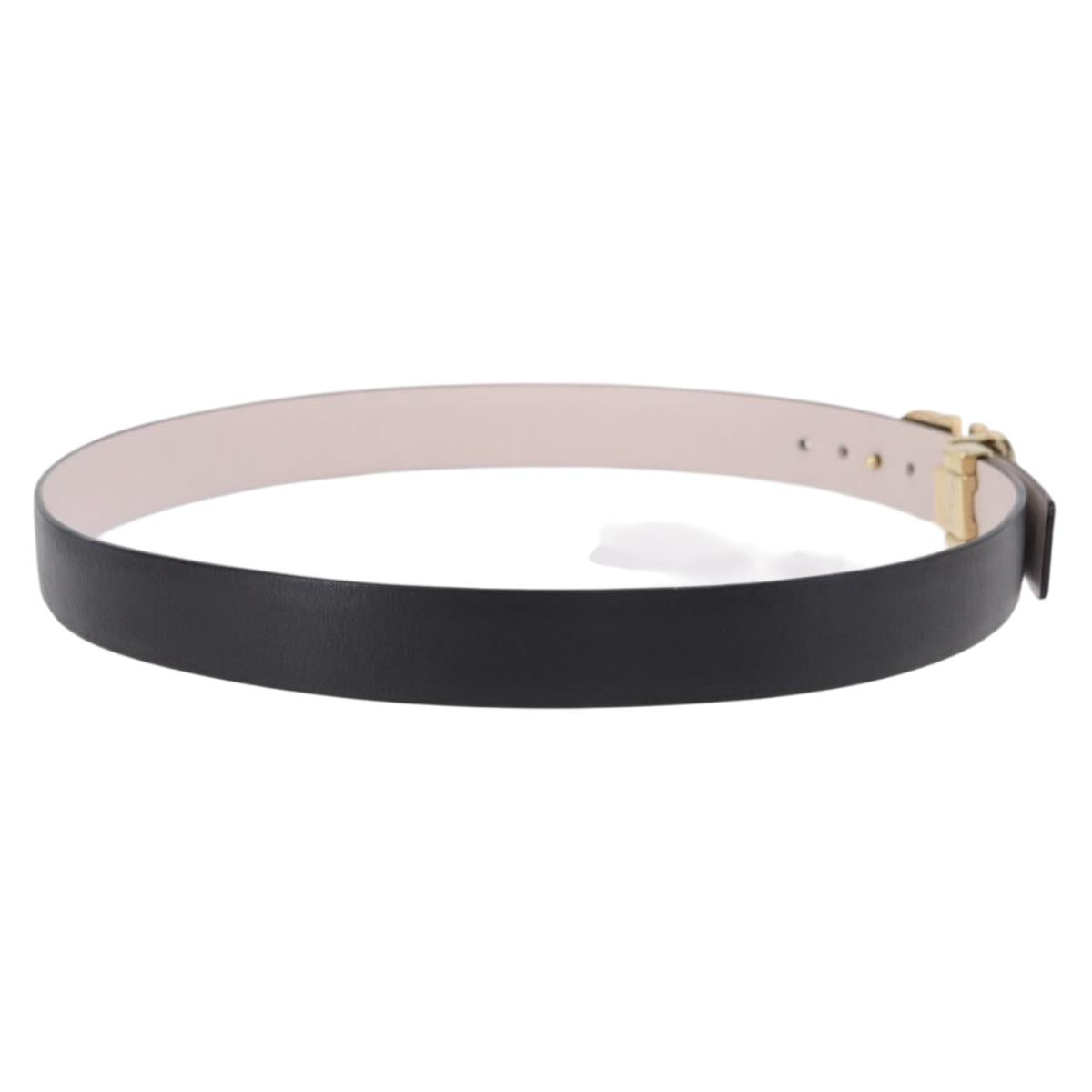 Salvatore Ferragamo Gancini Belt Leather Black Gold Tone Auth BA14708A