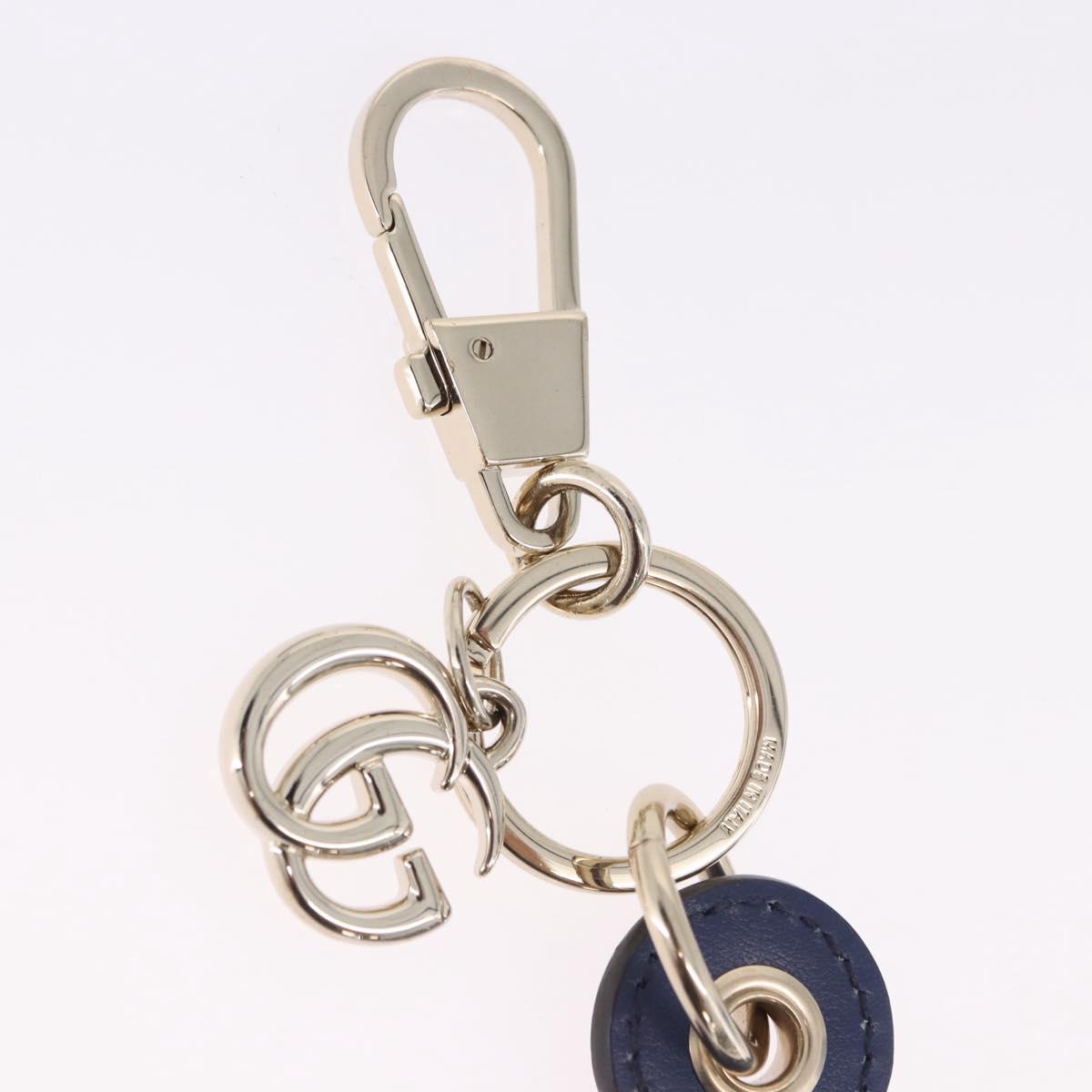 GUCCI Anchor Motif Key Ring Leather Navy Gold Tone Auth BA14709M