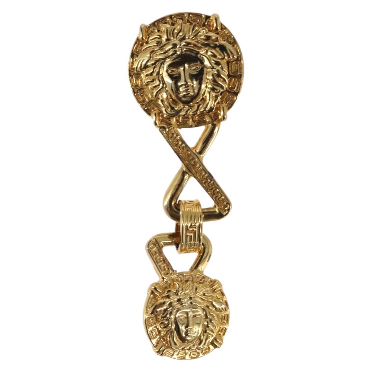 Gianni Versace Medusa Earring Metal Gold Tone Auth BA14710V