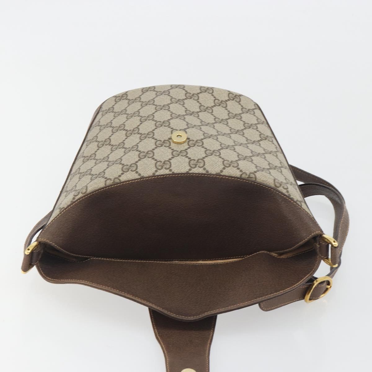 GUCCI GG Supreme Shoulder Bag PVC Beige Gold Tone 904 02 081 Auth BA14714