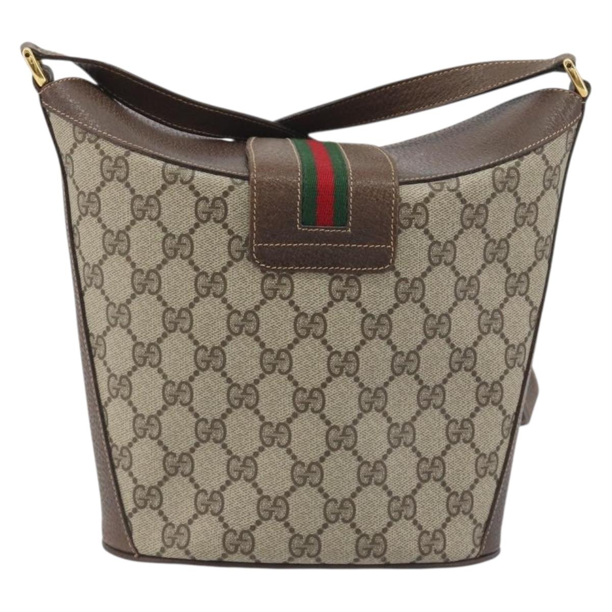 GUCCI GG Supreme Shoulder Bag PVC Beige Gold Tone 904 02 081 Auth BA14714