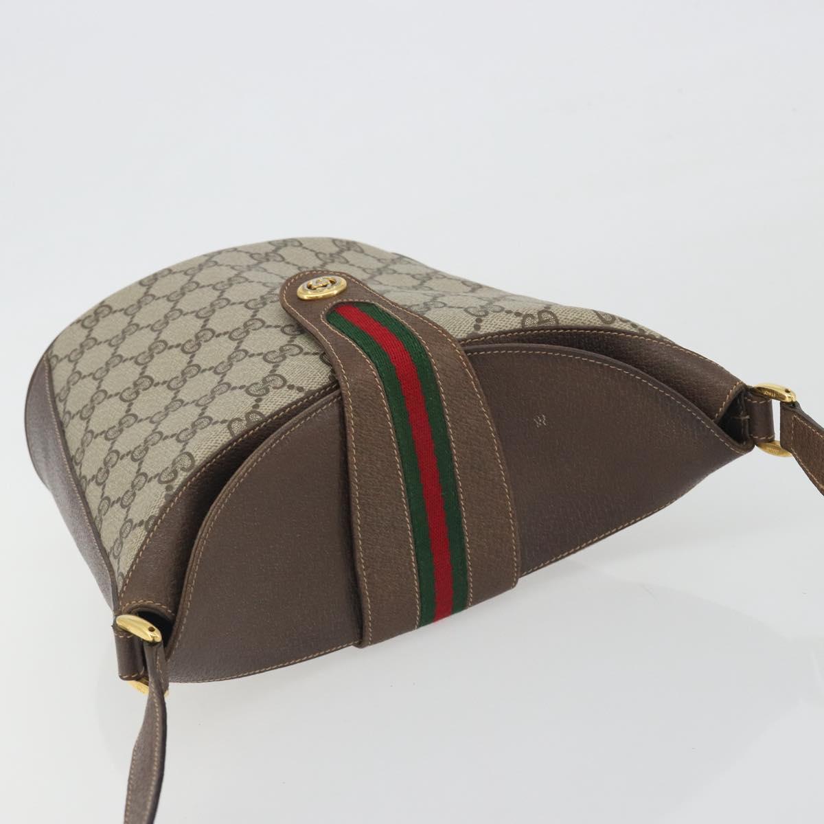 GUCCI GG Supreme Shoulder Bag PVC Beige Gold Tone 904 02 081 Auth BA14714
