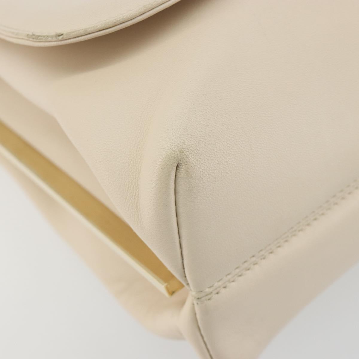 Salvatore Ferragamo Hand Bag Leather 2way Ivory Gold Tone Auth BA14715