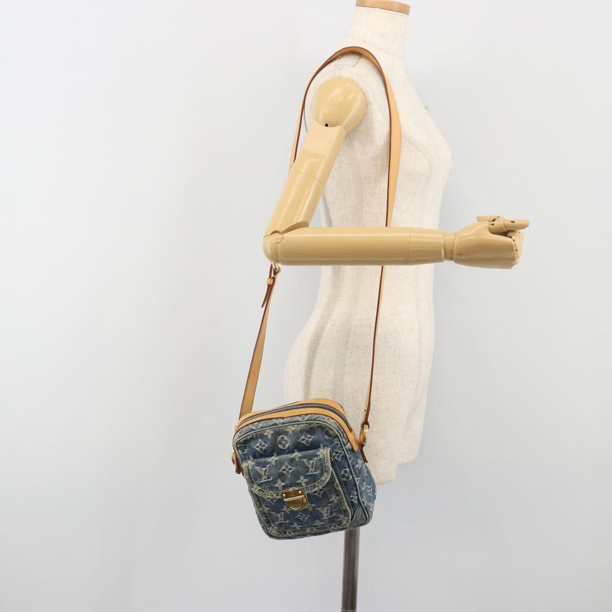 LOUIS VUITTON Monogram Denim Camera Bag Blue M95348 LV Auth BA14719V