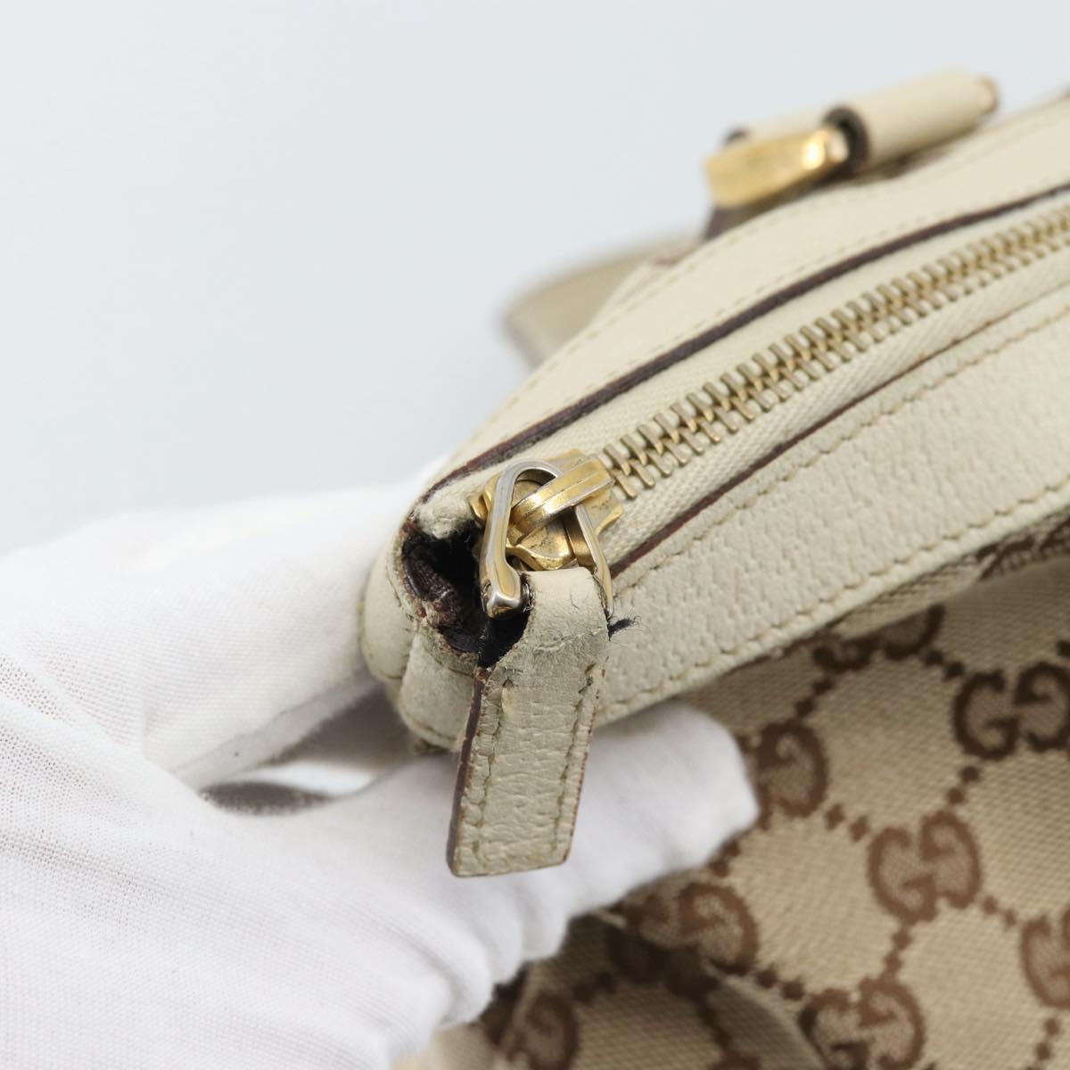 GUCCI GG Canvas Abbey Hand Bag Beige Gold Tone 141470 Auth BA14723