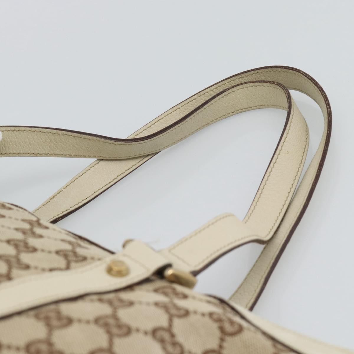 GUCCI GG Canvas Abbey Hand Bag Beige Gold Tone 141470 Auth BA14723
