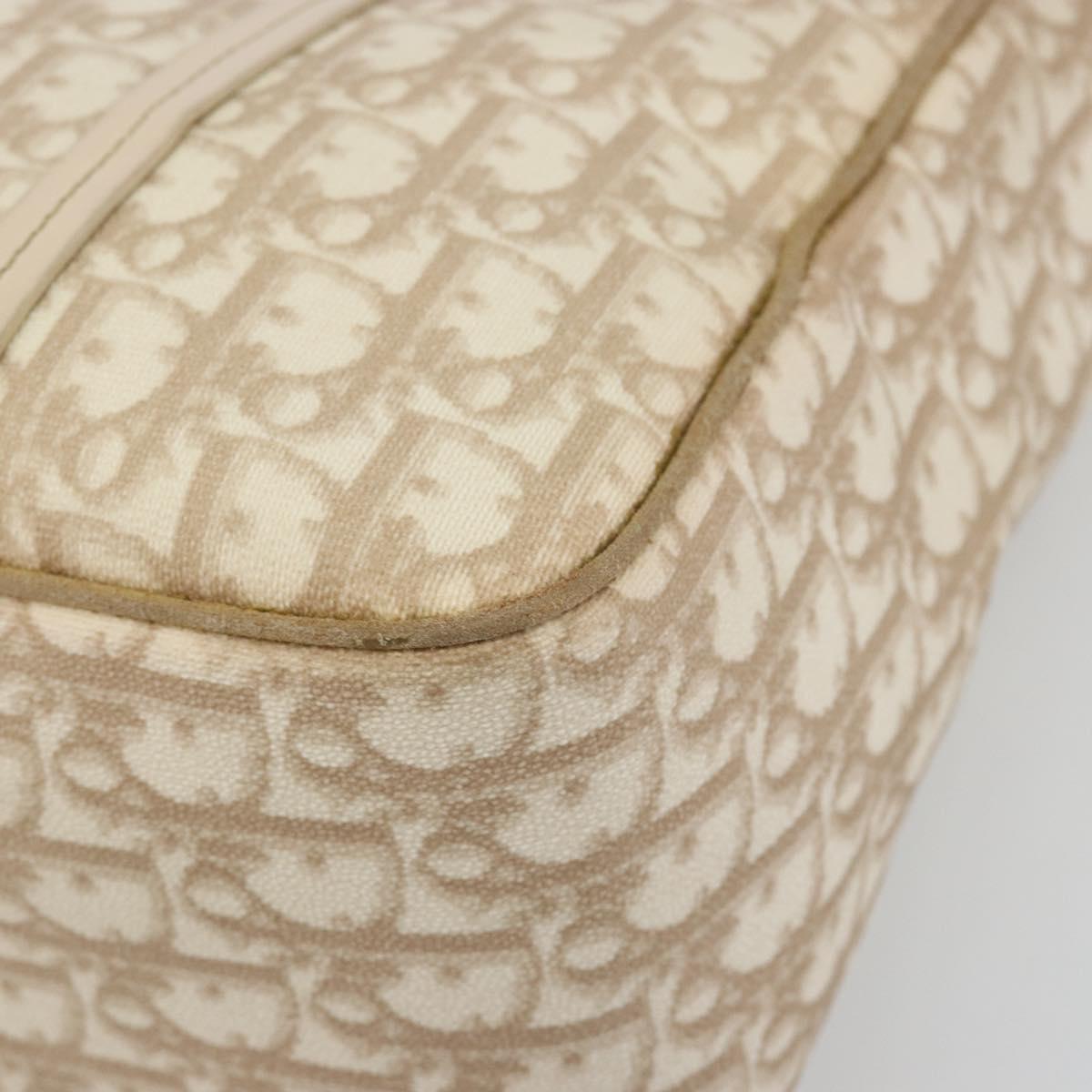 Christian Dior Romantic Chain Tote Bag PVC Leather Beige Silver Auth BA14725