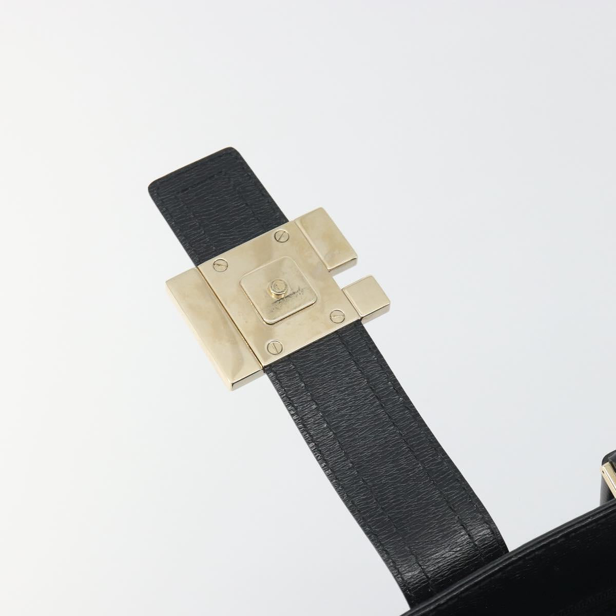 GUCCI Hand Bag Canvas Black Gold Tone 002 1103 Auth BA14728A