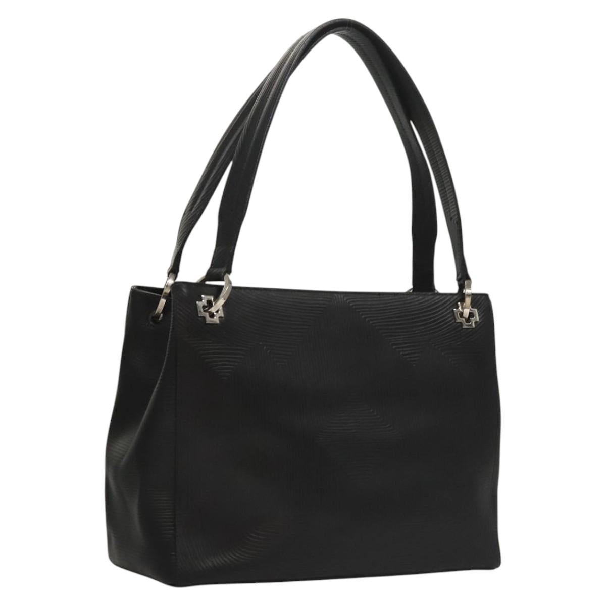 BALLY Shoulder Bag Leather Black Gold Auth BA1473