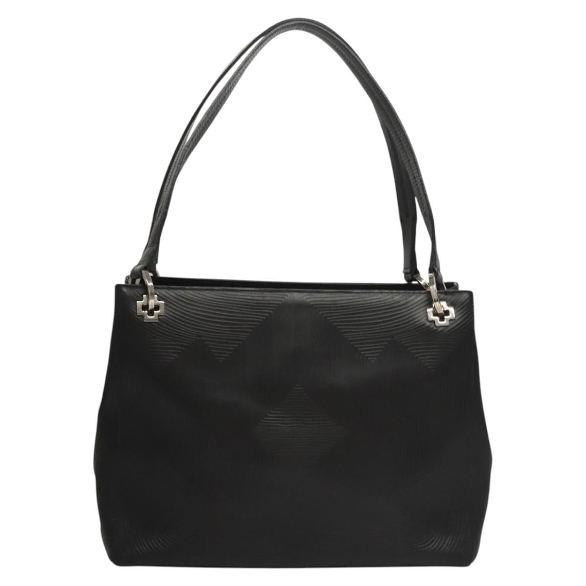 BALLY Shoulder Bag Leather Black Gold Auth BA1473