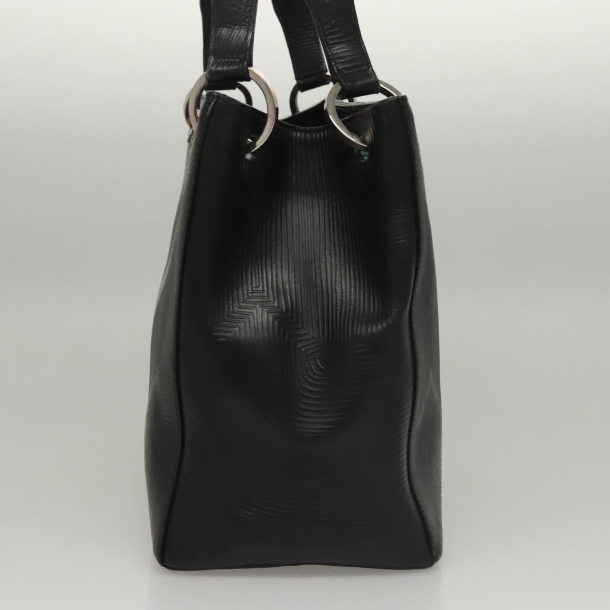 BALLY Shoulder Bag Leather Black Gold Auth BA1473