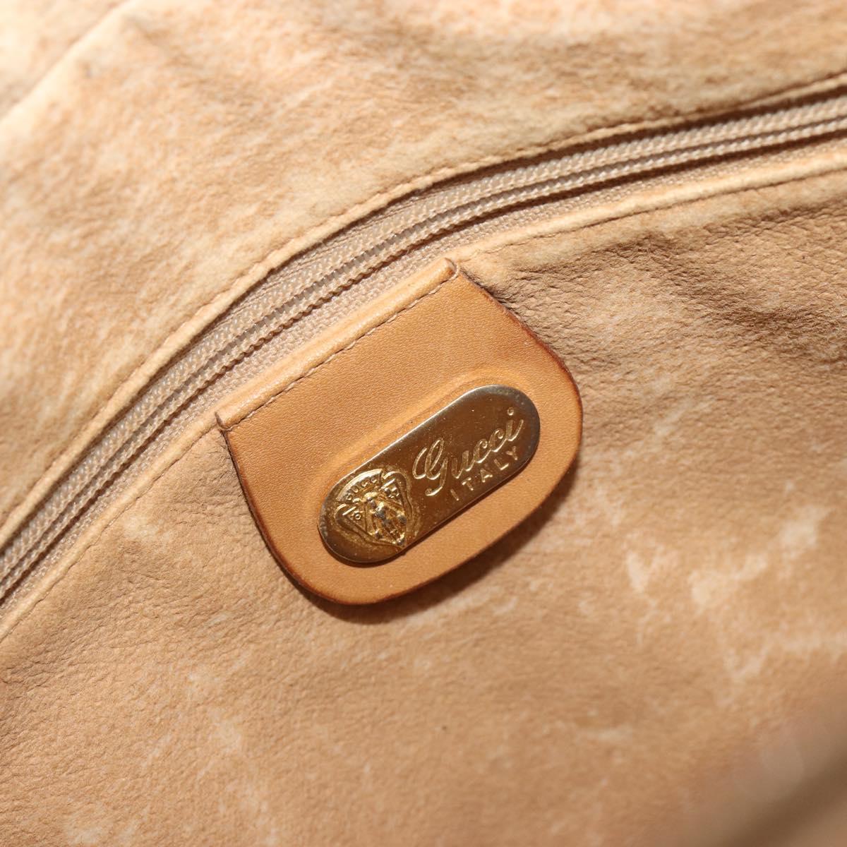 GUCCI Micro GG Shoulder Bag PVC Leather Beige Gold Tone Auth BA14736