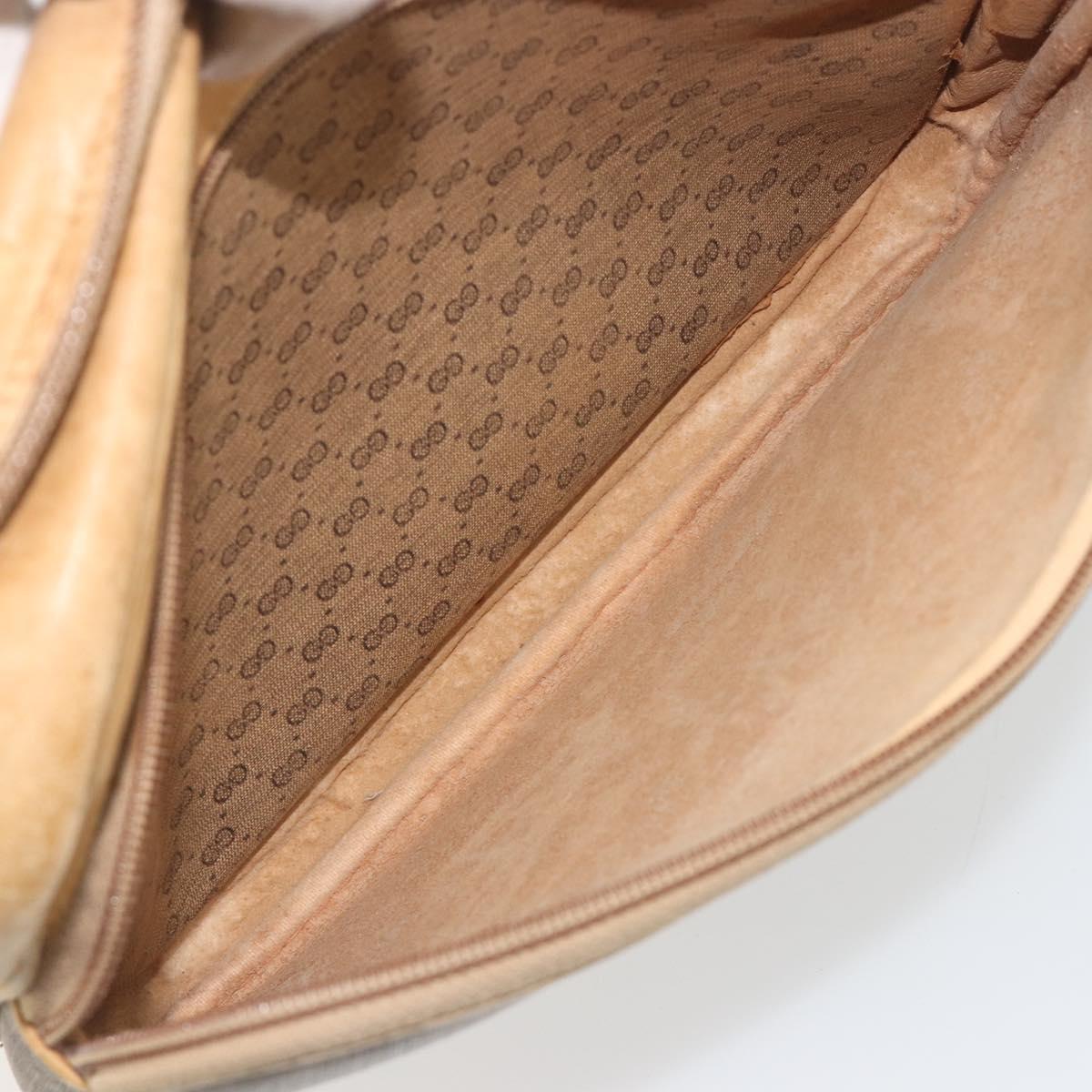 GUCCI Micro GG Shoulder Bag PVC Leather Beige Gold Tone Auth BA14736