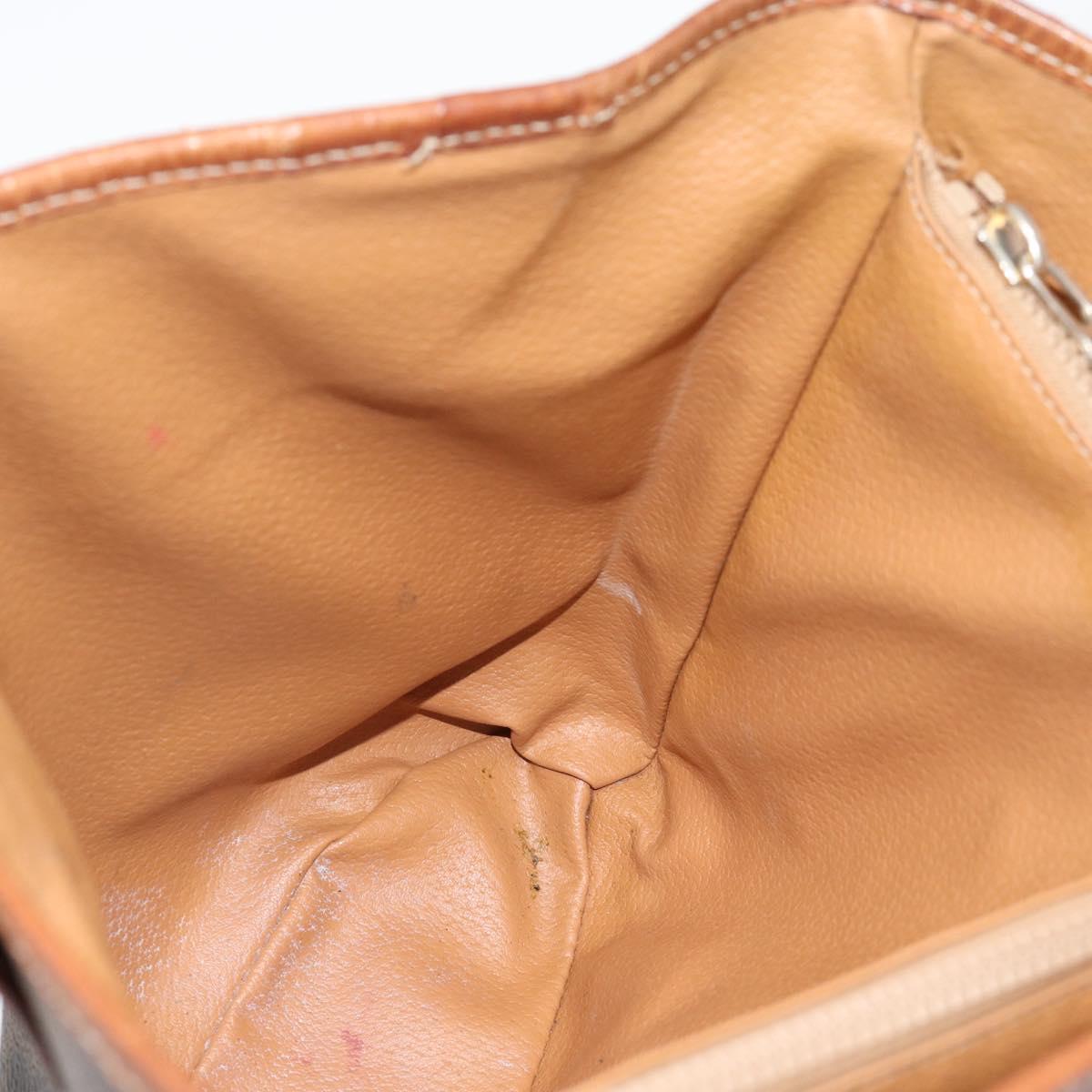 CELINE Macadam Tote Bag PVC Leather Brown Gold Tone Auth BA14737