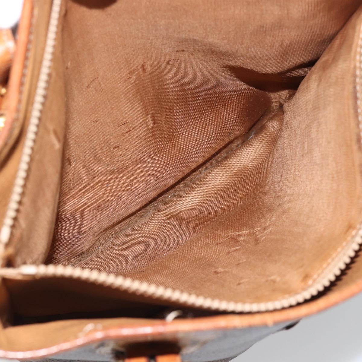CELINE Macadam Tote Bag PVC Leather Brown Gold Tone Auth BA14737
