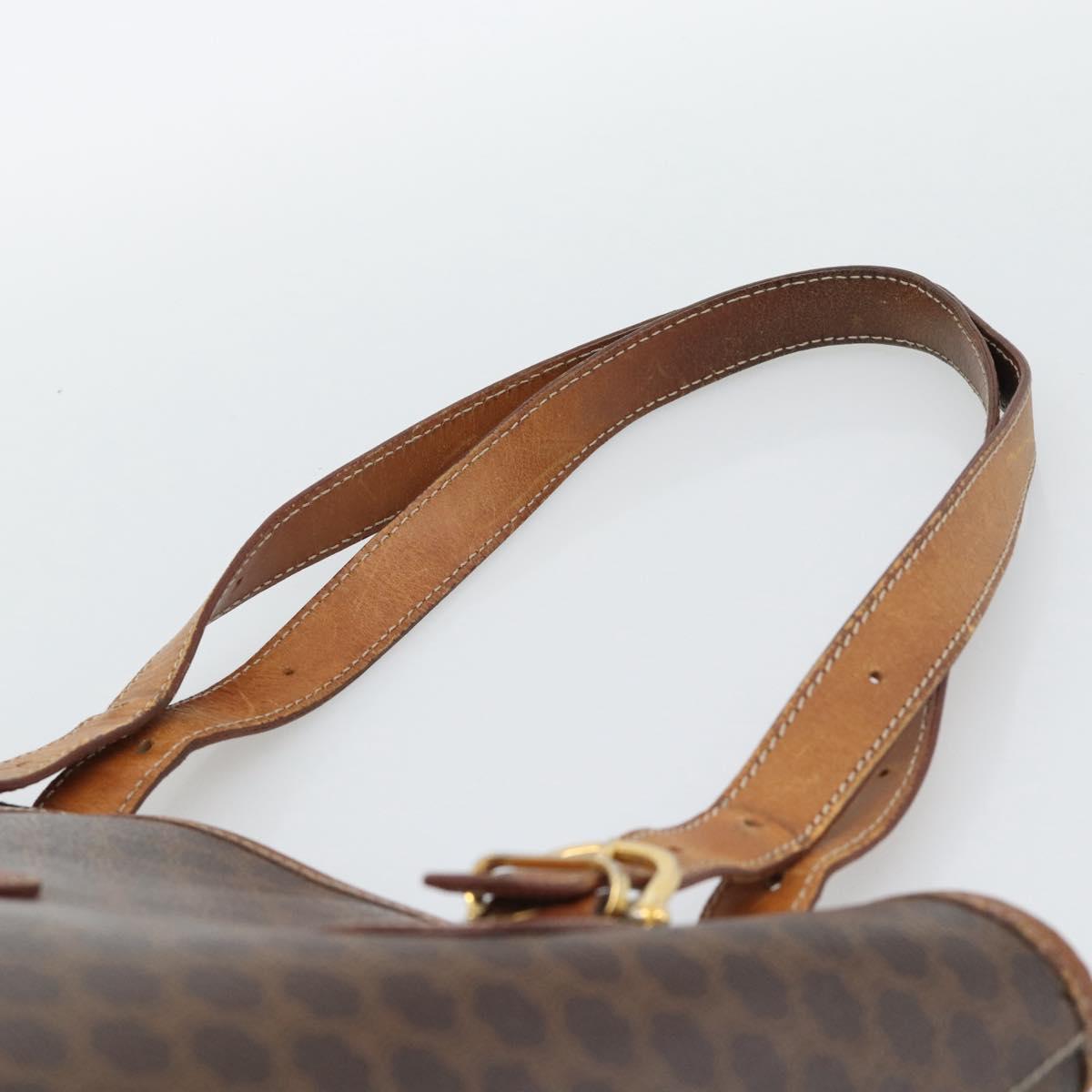 CELINE Macadam Tote Bag PVC Leather Brown Gold Tone Auth BA14737