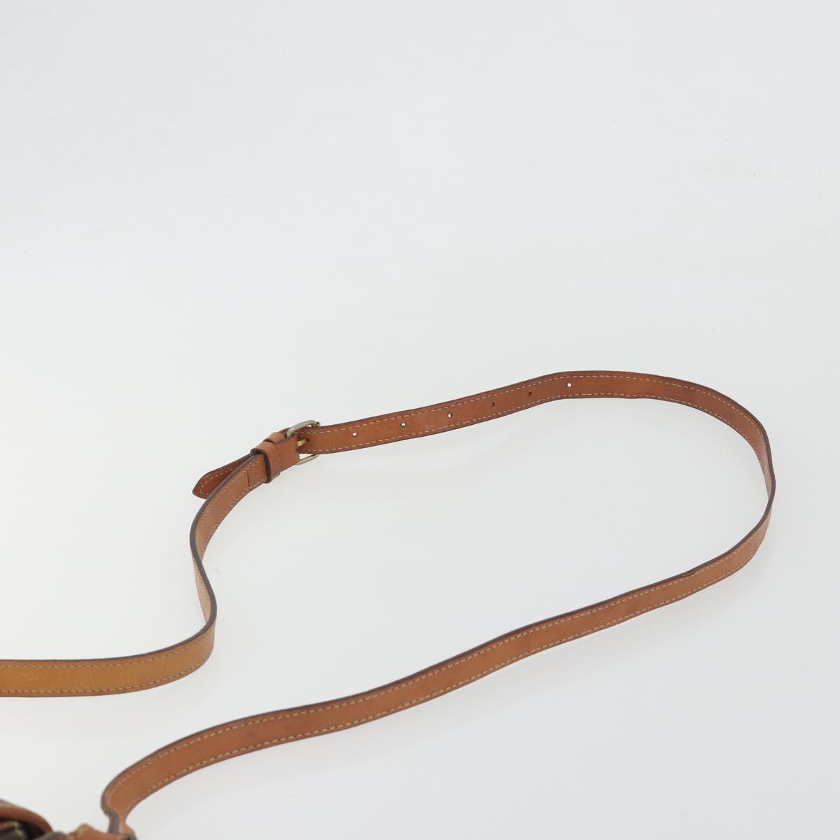 CELINE Macadam Shoulder Bag PVC Leather Brown Gold Tone Auth BA14738