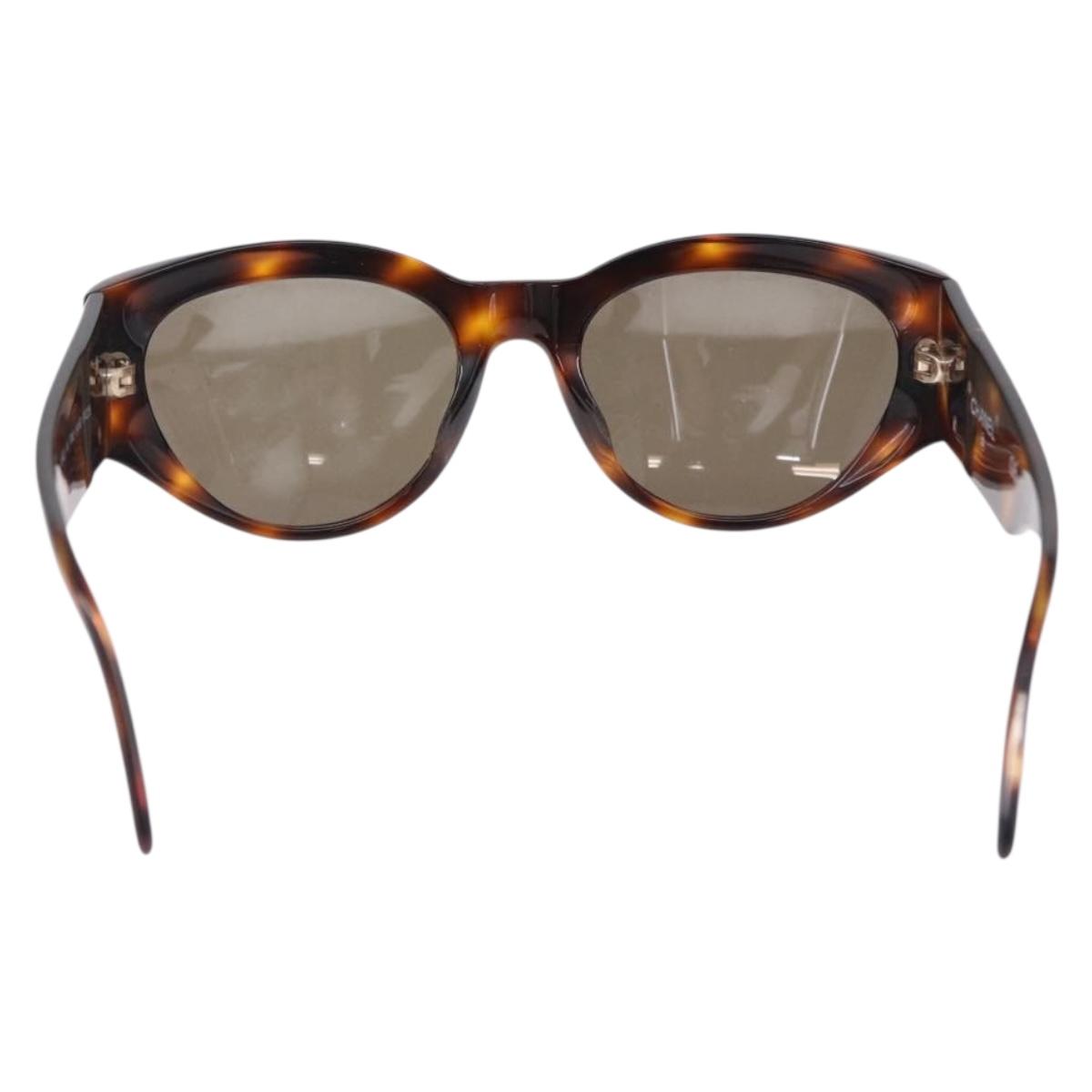 CHANEL Sunglasses Plastic Brown Gold Tone CC Auth BA14746
