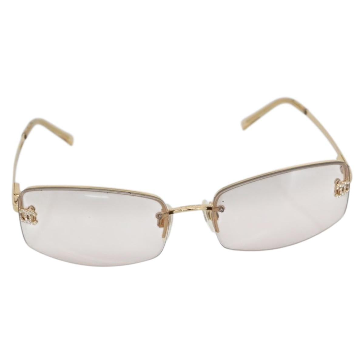 CHANEL Sunglasses Metal Gold Tone CC Auth BA14750M