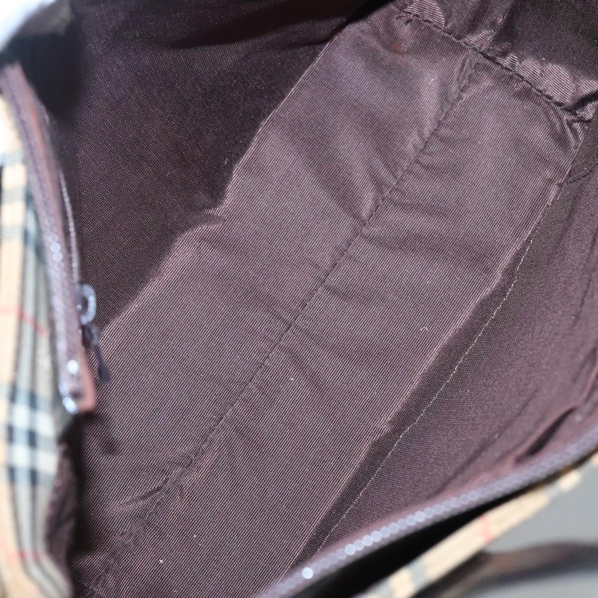 BURBERRY Nova Check Hand Bag Canvas Beige Gold Auth BA1476