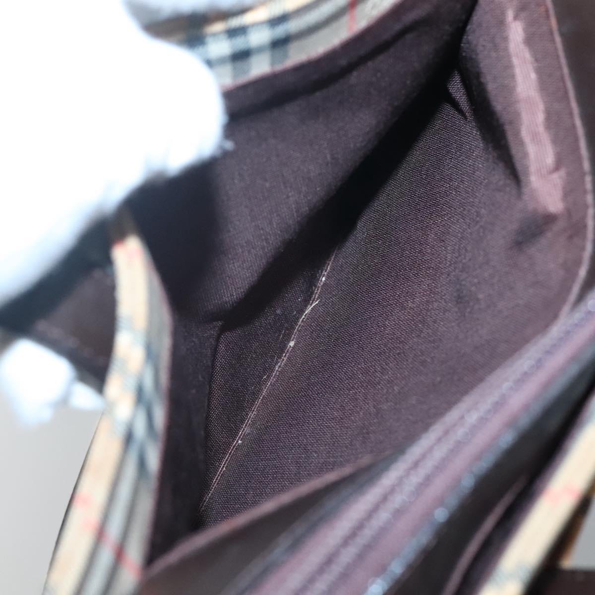 BURBERRY Nova Check Hand Bag Canvas Beige Gold Auth BA1476