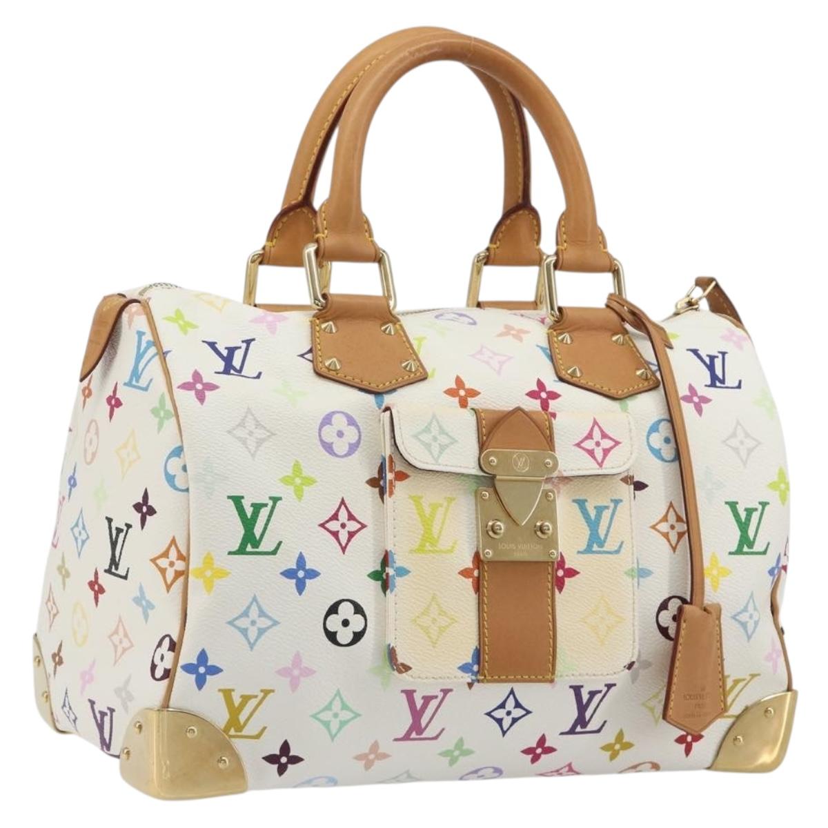 LOUIS VUITTON Monogram Multicolor Speedy 30 Hand Bag White M92643 LV Auth BA14767V