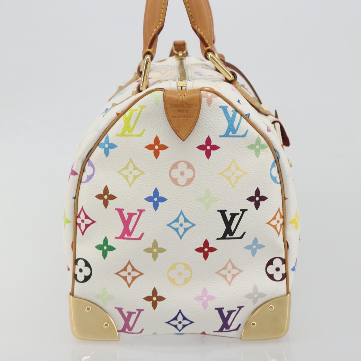 LOUIS VUITTON Monogram Multicolor Speedy 30 Hand Bag White M92643 LV Auth BA14767V