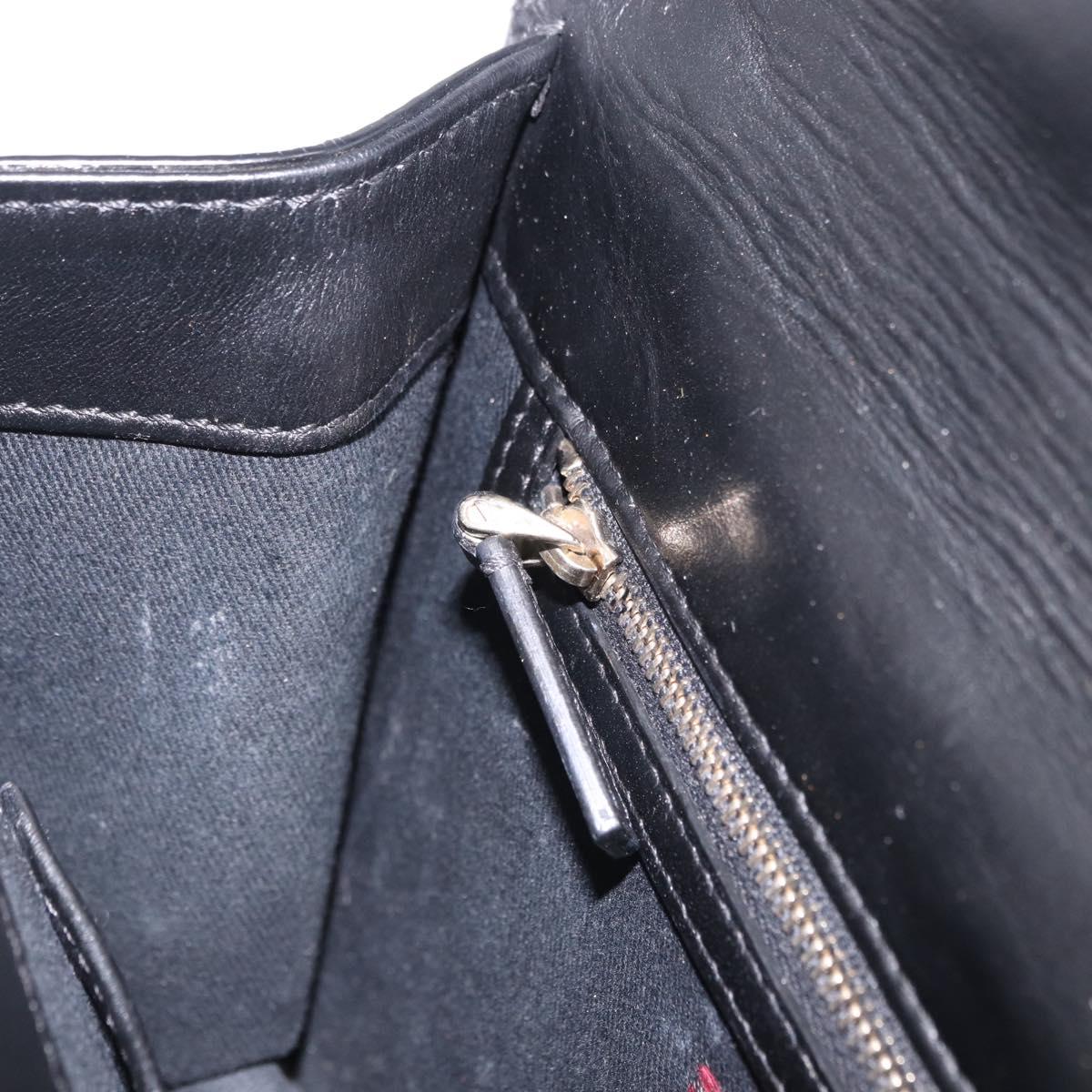 VALENTINO Studs Chain Shoulder Bag Leather Black Gold Tone Auth BA14768A