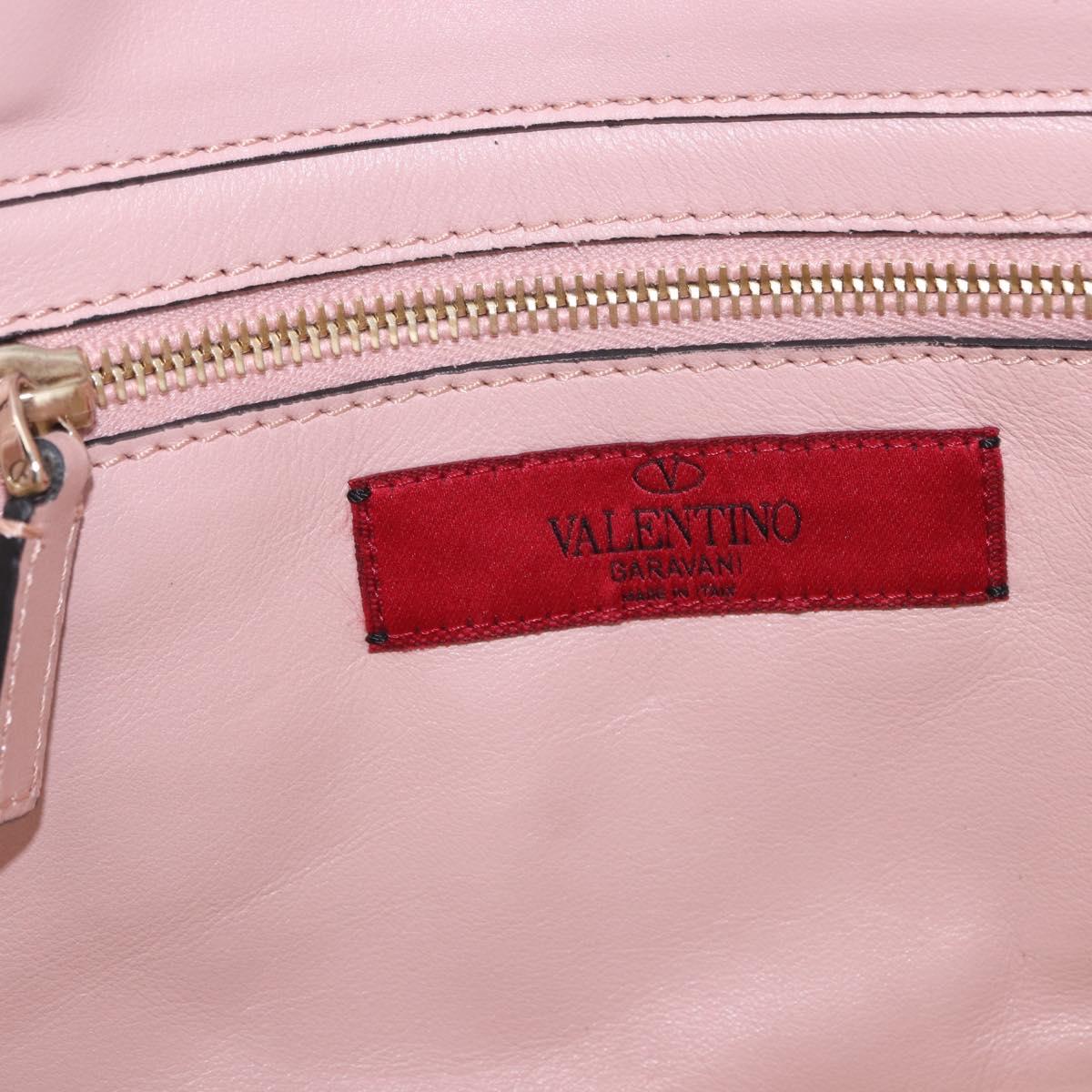 VALENTINO Studs Tote Bag Leather 2way Pink Gold Tone Auth BA14769