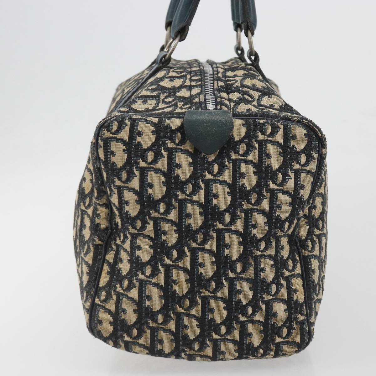 Christian Dior Trotter Canvas Hand Bag Navy Silver Auth BA14770