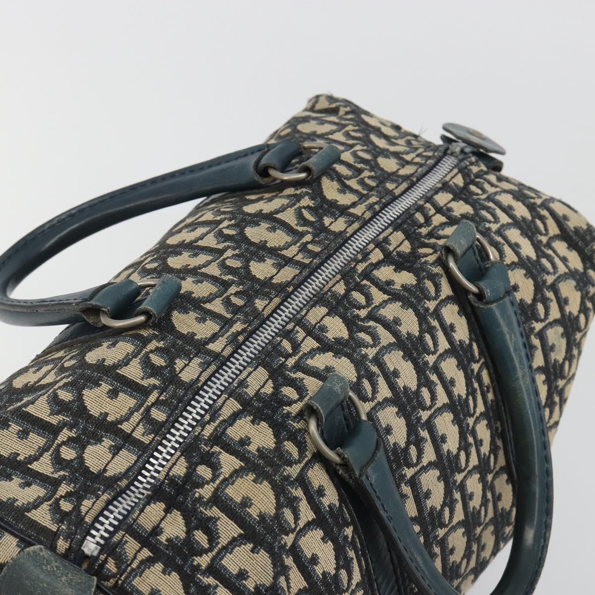 Christian Dior Trotter Canvas Hand Bag Navy Silver Auth BA14770