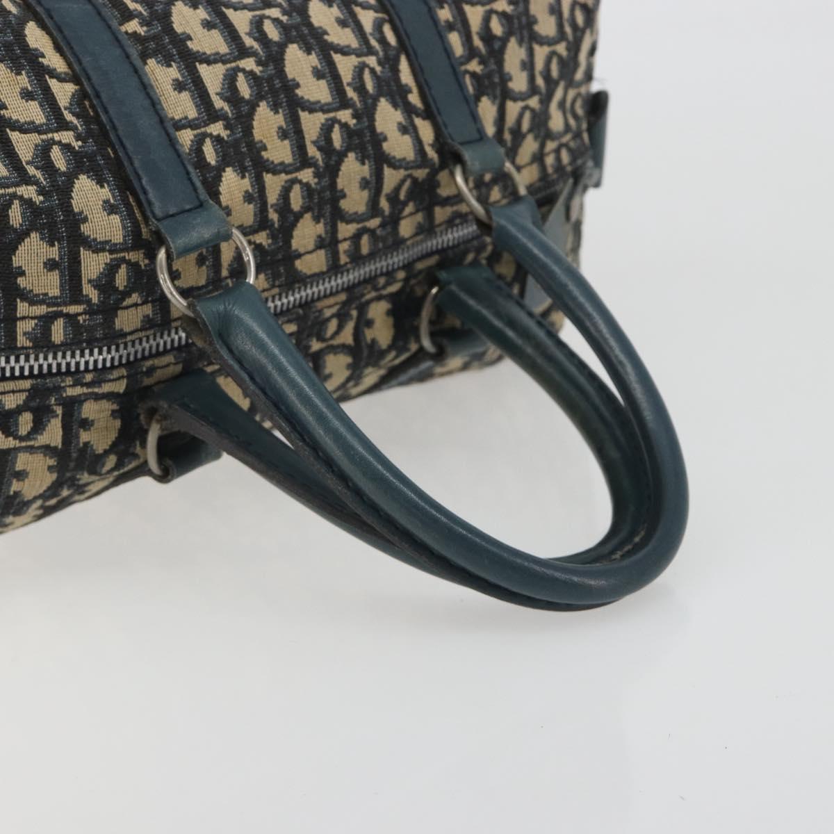 Christian Dior Trotter Canvas Hand Bag Navy Silver Auth BA14770
