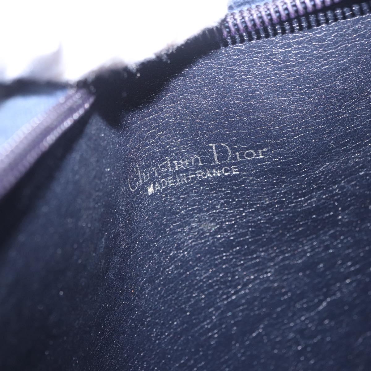 Christian Dior Trotter Canvas Shoulder Bag Navy Gold Tone Auth BA14771
