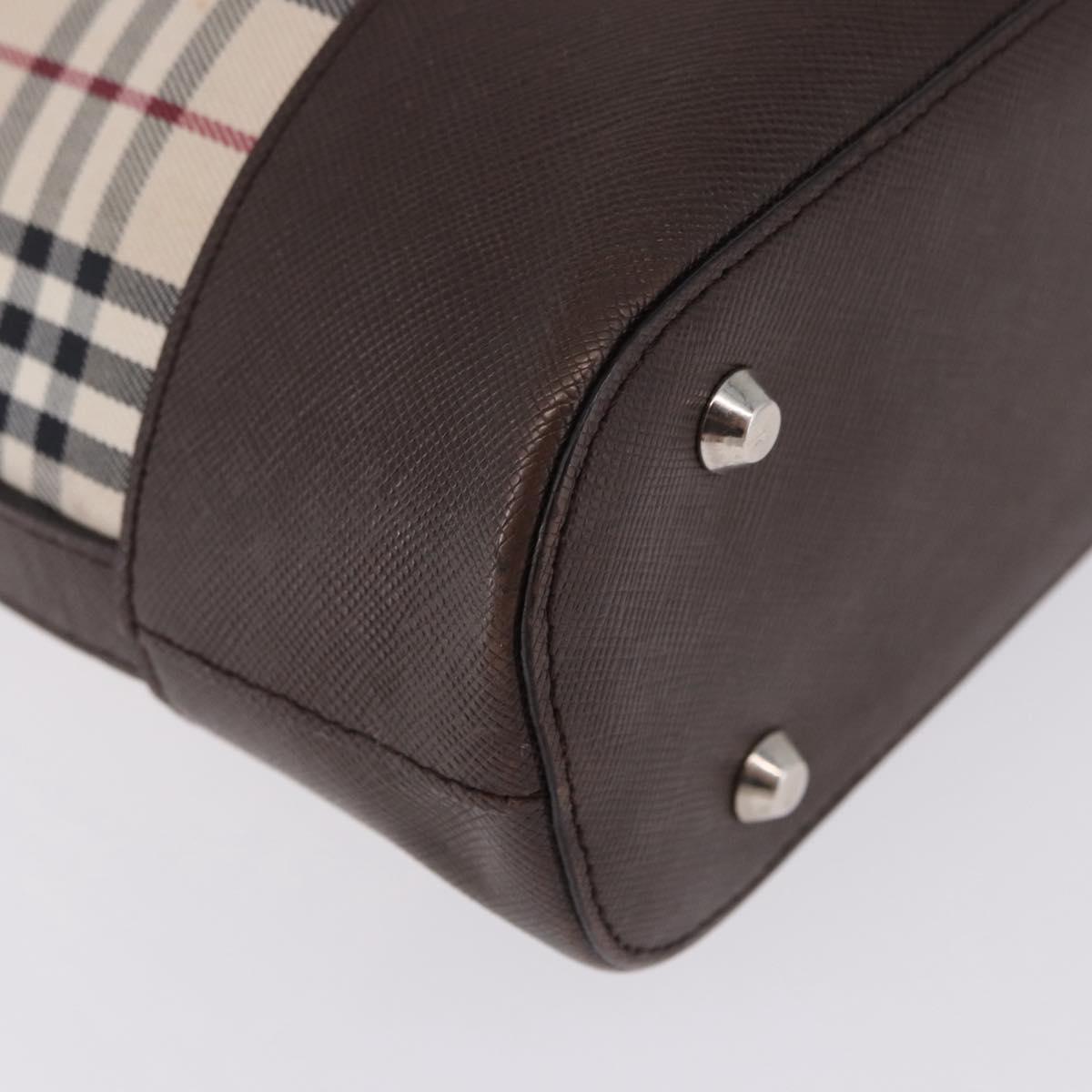 BURBERRY Nova Check Shoulder Bag Canvas Beige Silver Auth BA14773