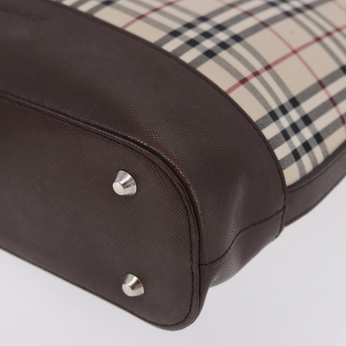 BURBERRY Nova Check Shoulder Bag Canvas Beige Silver Auth BA14773